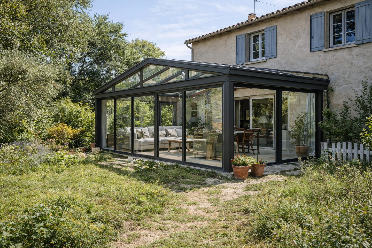 Véranda sur mesure attenante à une maison