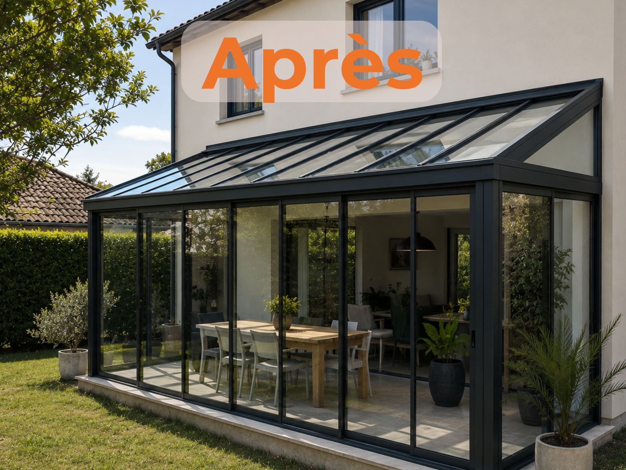 Avant après installation d’une véranda aluminium sur une terrasse