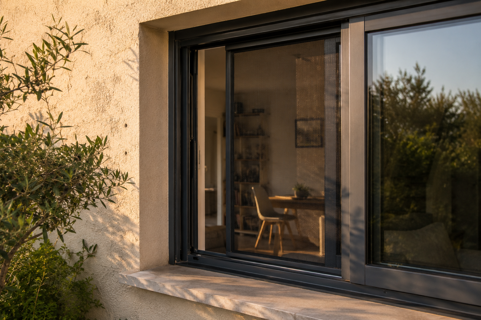 Moustiquaire installée sur une fenêtre